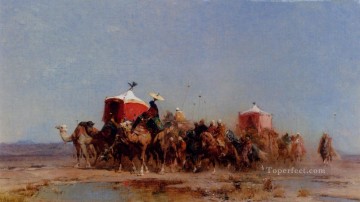 砂漠のキャラバン アラビアン アルベルト・パジーニ Oil Paintings